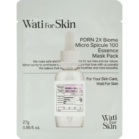 Wati For Skin PDRN 2X Biome Micro Spicule 100 Essence Mask Pack, 27g