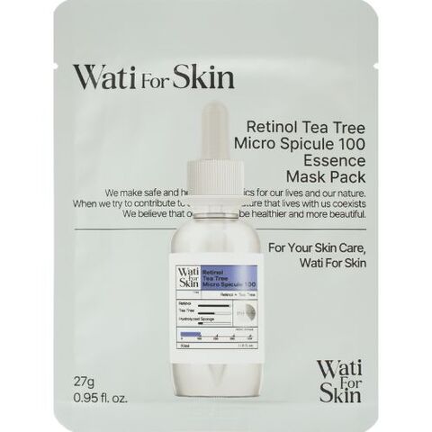 Wati For Skin Retinol Tea Tree Micro Spicule 100 Essence Mask Pack, 27g