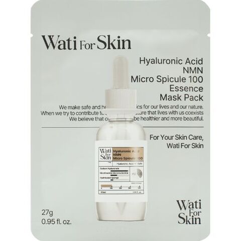 Wati For Skin Hyaluronic Acid NMN Micro Spicule 100 Essence Mask Pack, 27g